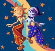 Artwork of the Daycare Attendant's two forms that can be found on the side of an arcade machine.