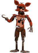 A full body render of Foxy with his battery sockets in.