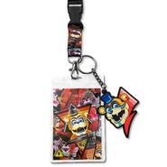 A Glamrock themed lanyard coupled with a Glamrock Freddy keychain.
