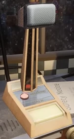 The microphone Dispatch speaks through in the Security Office.