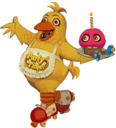 A cutout of Party Time Chica.