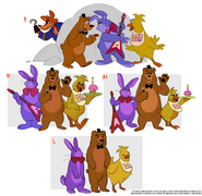 Concept art of the Freddy and Friends cast.