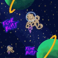 A banner of Freddy spinning around in space.