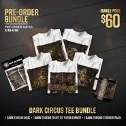 A line of Dark Circus merch.