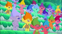 From Trolls: The Beat Goes On!. It should be easy to tell the Glitter Trolls apart from the normal Trolls, as well as the single Treasure Troll that was generated in this scene.