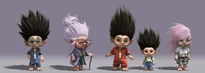 3D models from the original film concept characters from left to right: Sanyo, Morkie, Masklin, young Masklin and the main female lead "Jemma". Image from Charles Ellison at ArtStation.