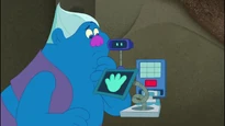 A scene from Trolls: The Beat Goes On! where technology in Branch's bunker is more advanced than normal. This device requires a handscan, an eyescan and a password.