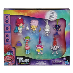 TROLLS Collectible FIGURES Set ~ Glitter Hat COOPER & QUEEN POPPY 2”  Figurines