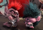 Queen Barb with Amp, a young Rock Troll.