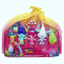 TROLLS Collectible FIGURES Set ~ Glitter Hat COOPER & QUEEN POPPY 2”  Figurines