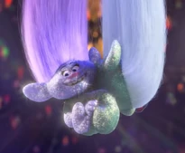 2 Glitter Trolls forming a disco ball