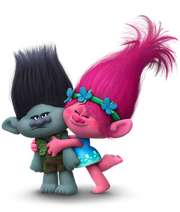 Dreamworks Trolls - Princess Poppy hugging Branch