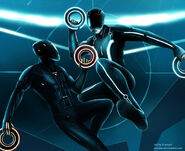 Concept art of Rinzler duelling Sam Flynn