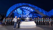 Bruce Boxleitner and Cindy Morgan with Cast Members at the Media opening of TRON Lightcycle Run at Disney's Magic Kingdom