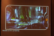 Concept art for the PS3/Xbox 360/PC version of TRON: Evolution depicting the more public areas of Tron City