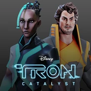 Conn and Exo renders used in a thumbnail for the "Disney's TRON: Catalyst" section of artist John Hannon's ArtStation portfolio.[2]
