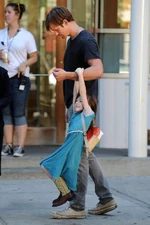 Alexander Skarsgard and Onata Aprile on set of What Maisie Knew