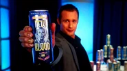 Spokesman Eric Northman holding a 24 ounce can of New Blood.