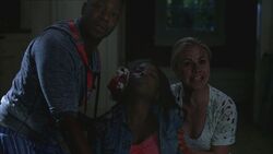 Sookie and Lafayette pleads with Pam to turn Tara into a vampire.