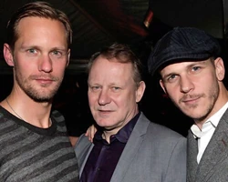 Alexander Skarsgard, Stellan (his dad), and Gustaf (his brother) attending the Audi party for the film “Kings Speech” on 2/7/2011 held at the Chateau Marmont.