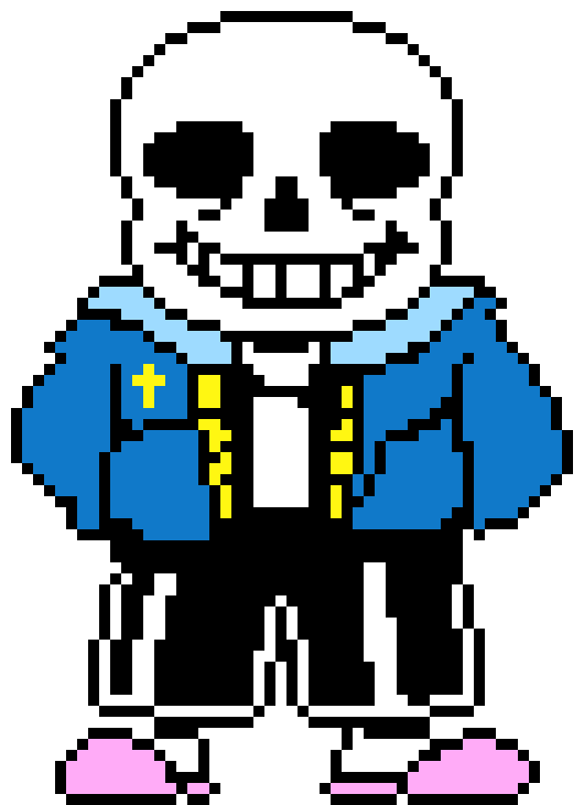 Artistic representation of sans from undertale and jesus on the cross