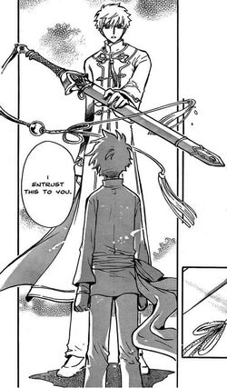 Clone Syaoran handing over his jian sword