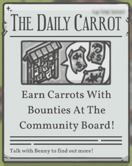 The Daily Carrot announcing the bounty board's availability.