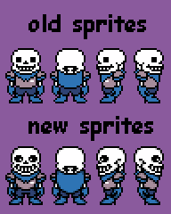 Sans' prototype sprite progression.