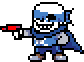 Crossbones pointing his Ketchup Gun in the overworld.