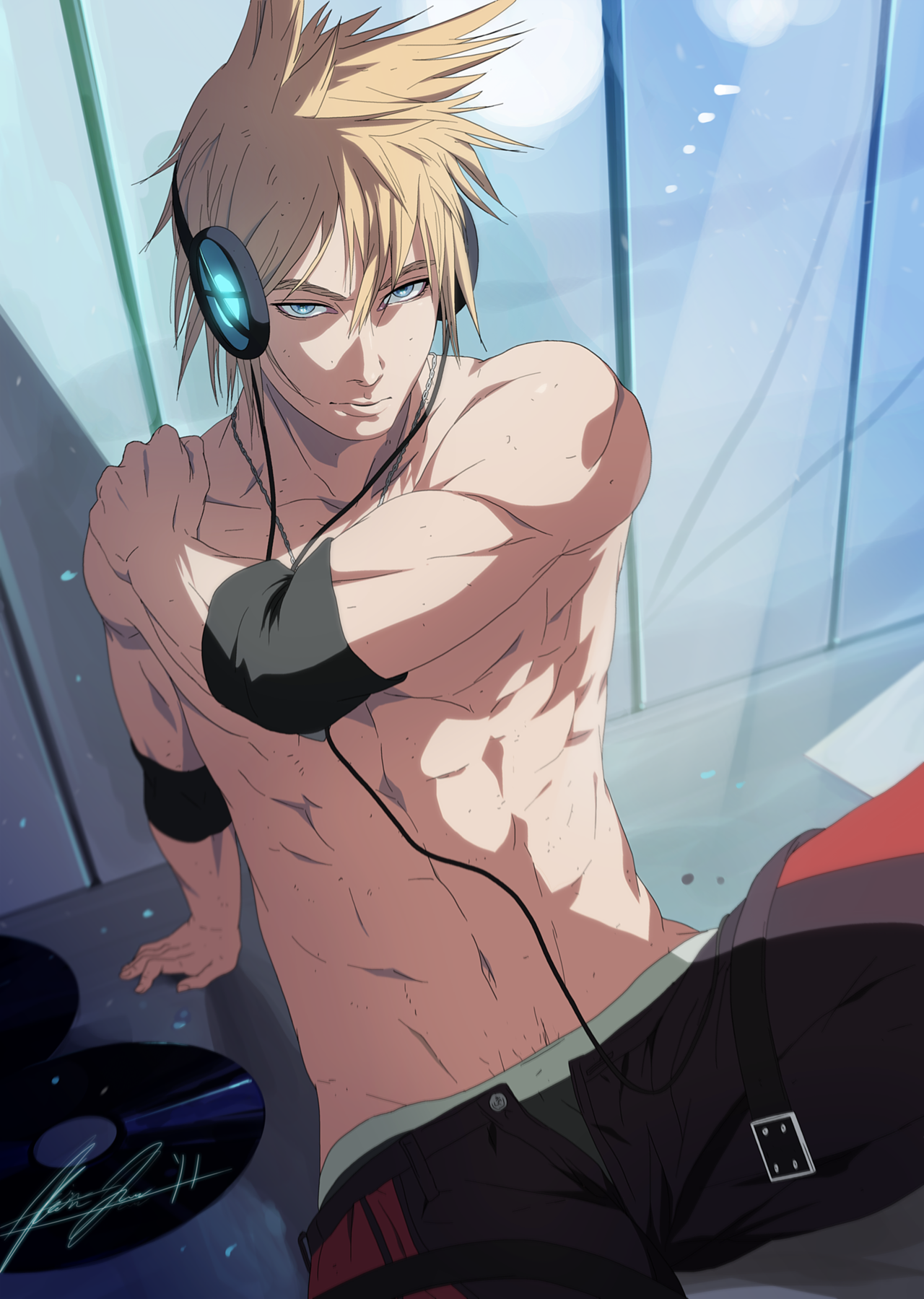 Muscular Anime Man Shirtless Manga Boy