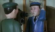 Toby's driver using a signalman's telephone