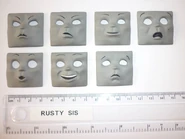 Seven of Rusty's small scale faces taken after the model series ended (circa 2010-early 2011)