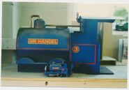 Sir Handel completed close-up model beside his small scale model