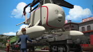 Harold being unloaded from a specially modified flatbed