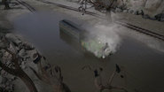 Percy in the flooded track