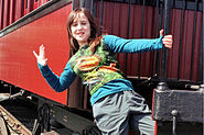 Mara Wilson on board The Rainbow Sun on set