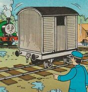 A giraffe wagon in a magazine story