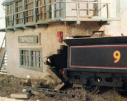 Donald's tender in the signal box at Tidmouth