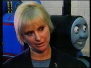 Britt Allcroft with Thomas' close-up model