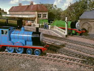 In the restored version, Henry reverses into the siding then goes forward, more likely testing the speed of Henry reversing.