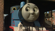 Thomas' suspicious face that only appeared in the tenth series episode, Follow that Flour (2006)