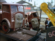 Lorry 3 after being overloaded with flour