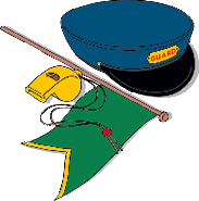 Promo Art of a guard's hat, flag and whistle