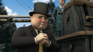 Sir Topham Hatt next to the Pump Trolley