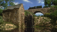 Emily passing the Watermill in the eighth series