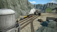 Some fuel tankers at Ffarquhar Quarry in the twentieth series