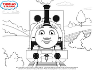 Skarloey in a painting game on the Official Website