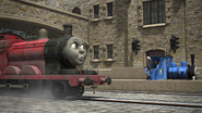 James covered in stone dust (King of the Railway)
