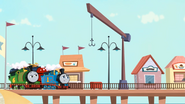 Thomas and Percy delivering mail to the pier