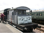 A brake van with Toad's face at an event